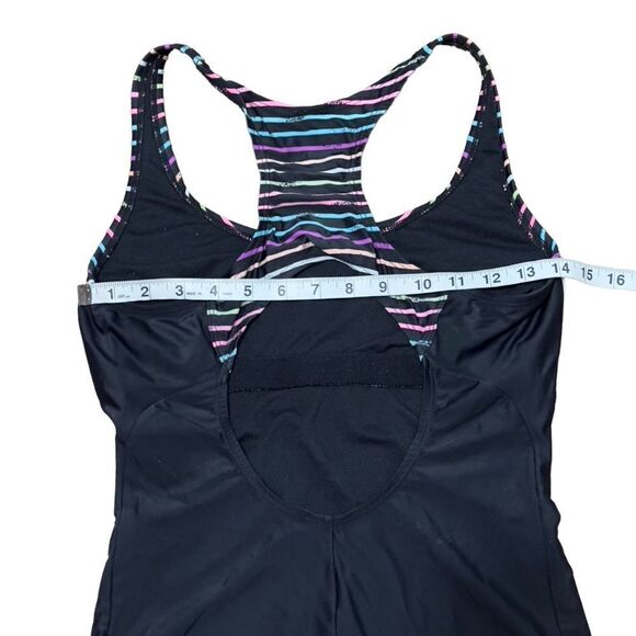 Reebok Swim Colorful Dimension Stripe & Black One-Piece Swimsuit Size 12 - Picture 9 of 13